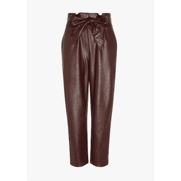COMMANDO NWT Faux Leather Paperbag Pants in Oxblood // M - Picture 2 of 13